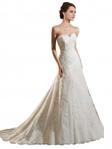 Marfim & Champanhe Amor Sem Mangas Linha A Vestidos de Noiva Online