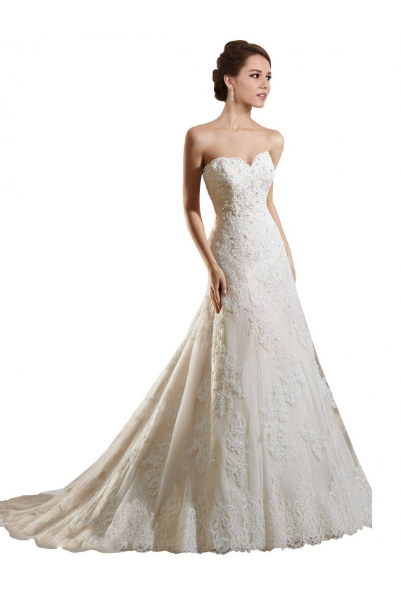 Marfim & Champanhe Amor Sem Mangas Linha A Vestidos de Noiva Online