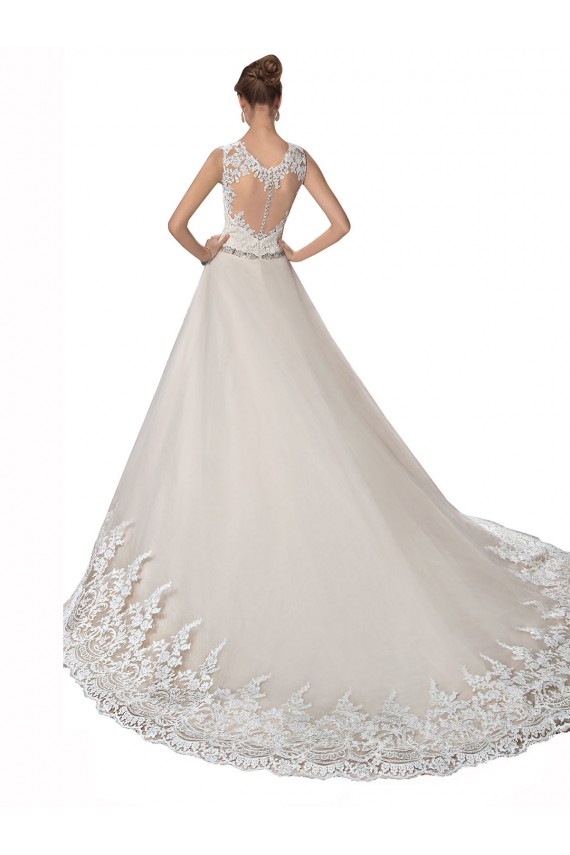 Marfim & Champanhe Amor Sem Mangas Linha A Longo Vestidos de Noiva Online