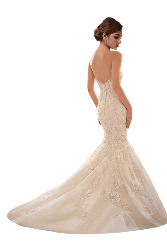 Marfim & Champanhe Amor Sem Mangas Sereia Vestido de Noiva Online