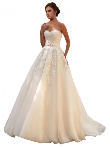 Marfim & Champanhe Amor Sem Mangas Vestido de Baile Vestido de Baile Online