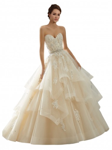 Marfim & Champanhe Amor Sem Mangas Vestido de Baile Vestido de Noiva Online