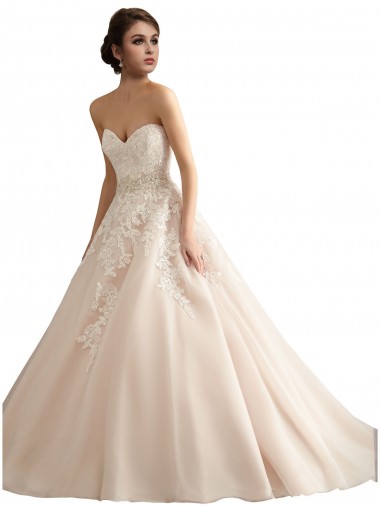 Marfim & Champanhe Decote V Sem Mangas Vestido de Baile Vestidos de Noiva Online