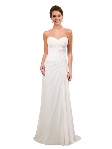 Marfim Amor Sem Mangas Bainha Longo Vestidos de Noiva Online