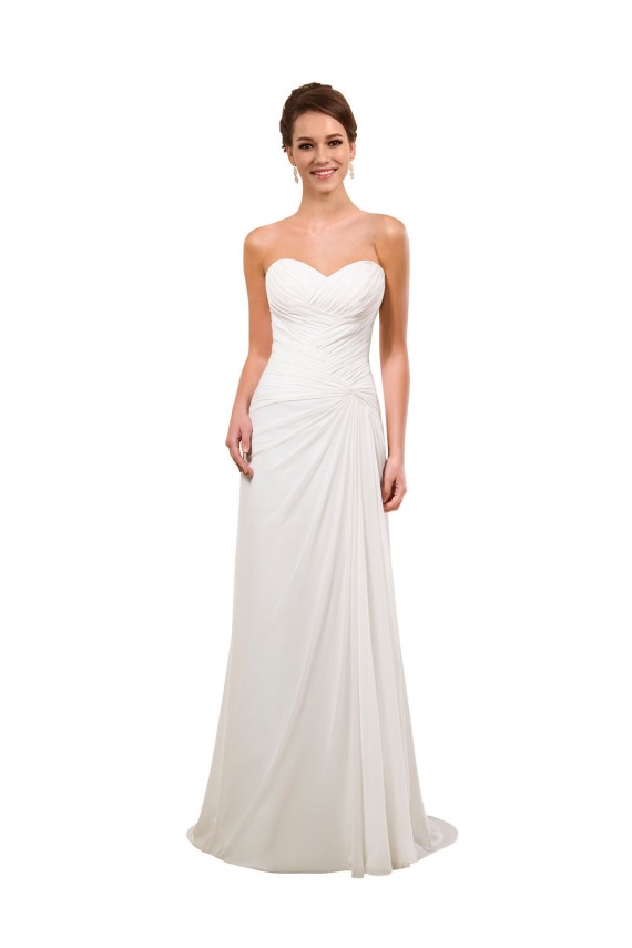 Marfim Amor Sem Mangas Bainha Longo Vestidos de Noiva Online