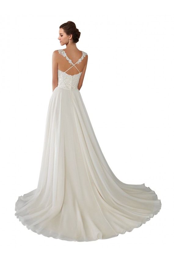 Marfim Amor Sem Mangas Linha A Chiffon & Renda Vestidos de Noiva Online