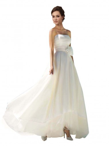 Marfim Sem alças Sem Mangas Linha A Chiffon Vestidos de Noiva Online