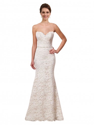 Marfim Amor Sem Mangas Bainha Vestidos de Noiva Online