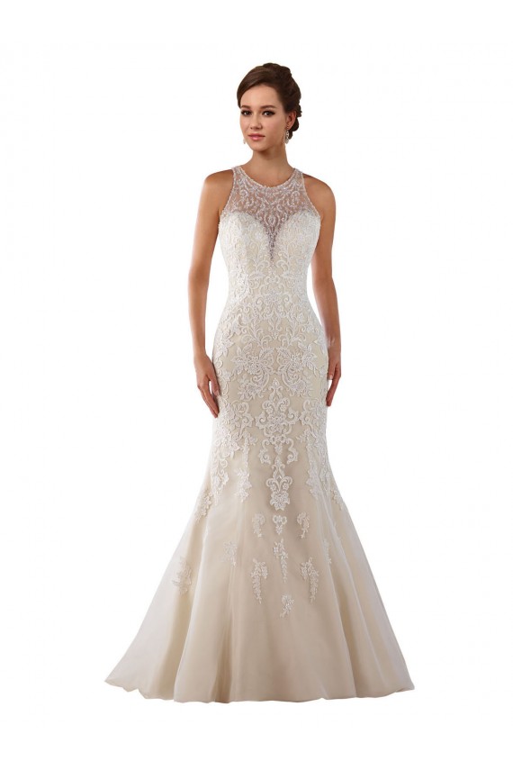 Marfim Amor Sem Mangas Sereia Renda Longo Vestidos de Noiva Online