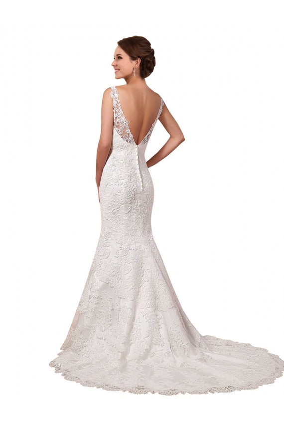 Marfim Amor Sem Mangas Sereia Comboio Capela Vestido de Noiva Online