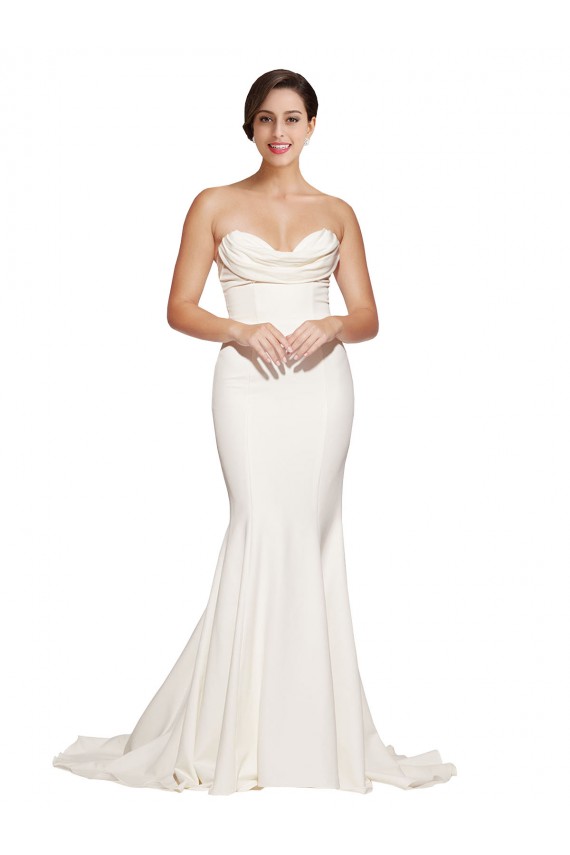 Marfim Sem alças Sem Mangas Lombar Sereia Vestidos de Madrinha / Vestidos de Noite / Vestidos de Festa Online