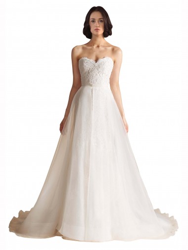 Marfim Amor Sem Mangas Lombar Linha A Longo Vestidos de Noiva Online