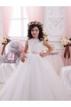 Marfim Barco Sem Mangas Costas em V Vestido de Baile Longo Vestidos para Meninas de Flores Online