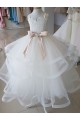 Marfim Decote Alto Sem Mangas Vestido de Baile Vestidos para Meninas de Flores Online