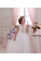 Marfim Decote Alto Sem Mangas Buraco da fechadura Vestido de Baile Vestido para Meninas de Flores Online