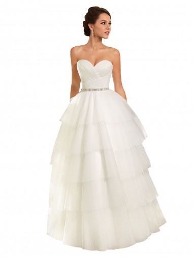 Marfim Amor Sem Mangas Vestido de Baile Tule Vestidos de Noiva Online