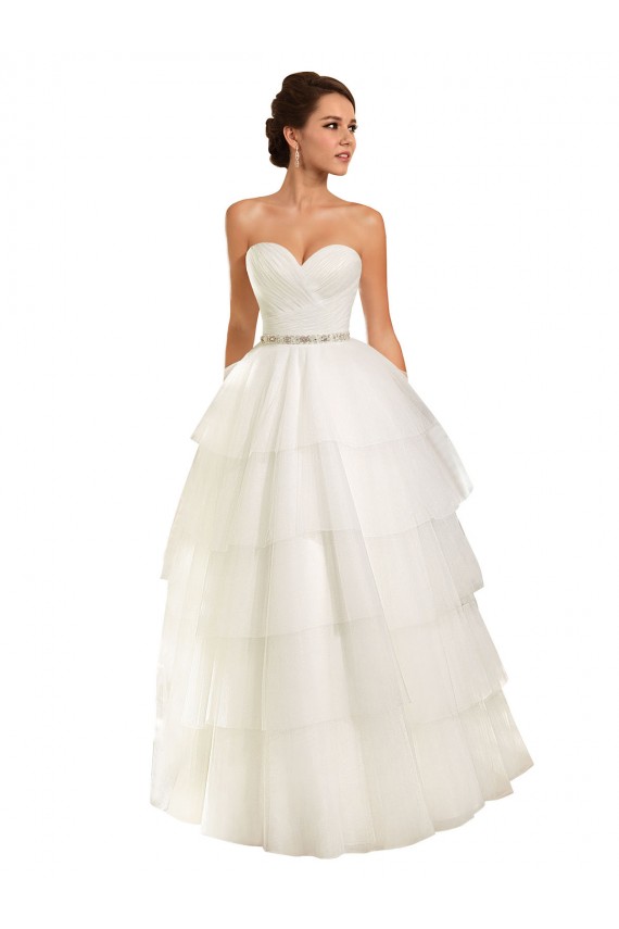 Marfim Amor Sem Mangas Vestido de Baile Tule Vestidos de Noiva Online