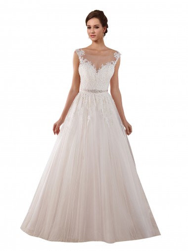 Marfim Amor Sem Mangas Buraco da fechadura Vestido de Baile Longo Vestidos de Noiva Online