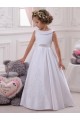 Marfim Barco Sem Mangas Vestido de Baile Longo Vestidos para Meninas de Flores Online