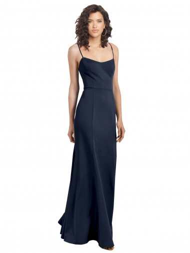 Marinha Negra Colher Sem Mangas Lombar Bainha Longo Vestidos de Madrinha / Vestidos de Noite / Vestidos de Festa Online