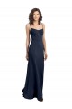 Marinha Negra Colher Sem Mangas Lombar Bainha Longo Vestidos de Madrinha / Vestidos de Noite / Vestidos de Festa Online