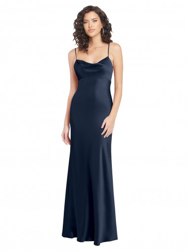 Marinha Negra Decote Capuz Sem Mangas Abrir de volta Linha A Vestidos de Madrinha / Vestidos de Noite / Vestidos de Festa Online