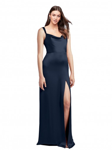 Marinha Negra Decote Capuz Sem Mangas Lombar Linha A Vestidos de Madrinha / Vestidos de Noite / Vestidos de Festa Online