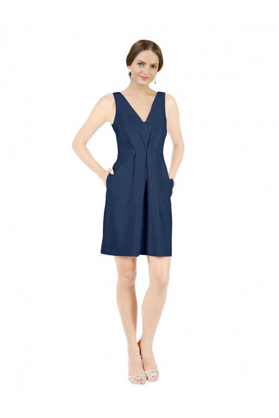 Marinha Negra Decote V Sem Mangas Abrir de volta Linha A Vestidos de Madrinha / Vestidos de Cocktail / Vestidos de Homecoming Online