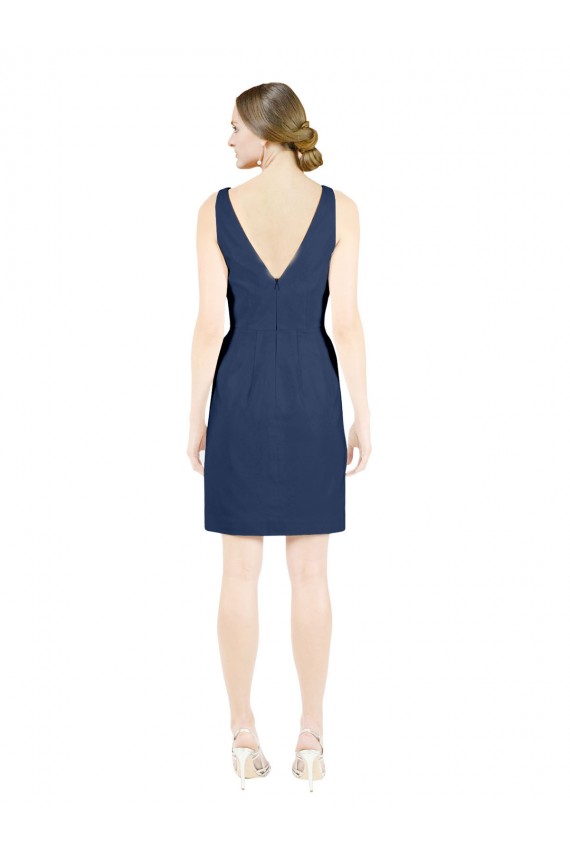 Marinha Negra Decote V Sem Mangas Abrir de volta Linha A Vestidos de Madrinha / Vestidos de Cocktail / Vestidos de Homecoming Online