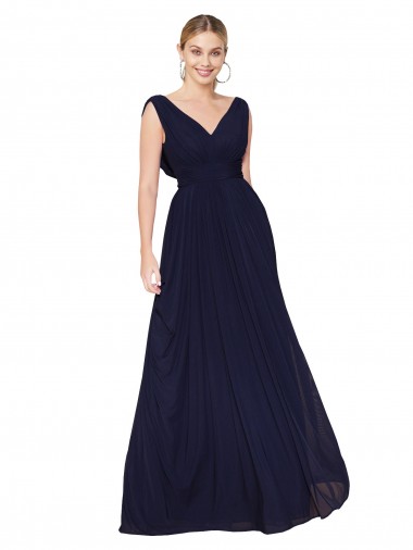 Marinha Negra Decote Alto Sem Mangas Linha A Vestidos de Madrinha / Vestidos de Noite / Vestidos de Festa Online
