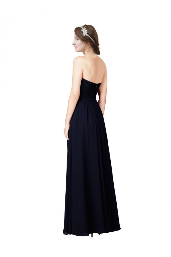 Marinha Negra Amor Sem Mangas Linha A Vestido Formais / Vestido de Madrinha Online