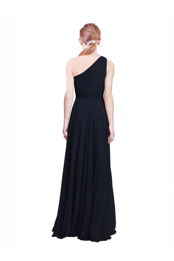 Marinha Negra Um Ombro Sem Mangas Linha A Vestido de Madrinha / Vestido de Noite Online