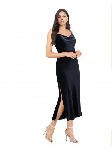 Marinha Negra Decote Capuz Sem Mangas Lombar Coluna Vestidos de Madrinha / Vestidos de Noite / Vestidos de Festa Online