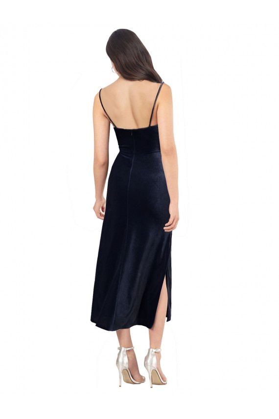 Marinha Negra Decote Capuz Sem Mangas Lombar Coluna Vestidos de Madrinha / Vestidos de Noite / Vestidos de Festa Online