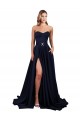 Marinha Negra Decote Alto Sem Mangas Lombar Linha A Vestidos de Madrinha / Vestidos de Noite / Vestidos de Festa Online
