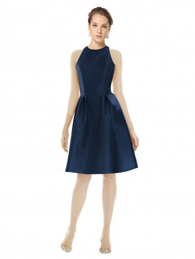 Marinha Negra Cabeçada Sem Mangas Linha A Vestidos de Madrinha / Vestidos de Cocktail / Vestidos de Homecoming Online