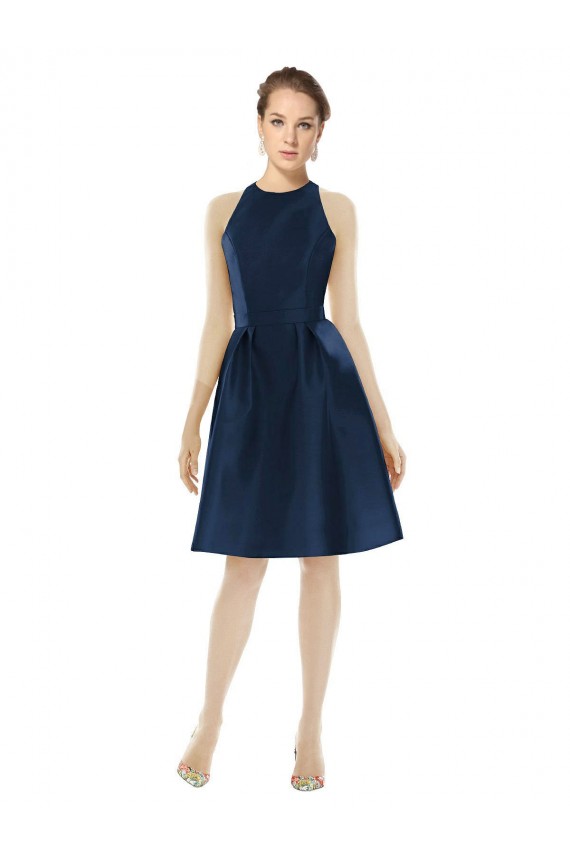 Marinha Negra Cabeçada Sem Mangas Linha A Vestidos de Madrinha / Vestidos de Cocktail / Vestidos de Homecoming Online