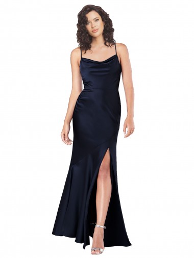 Marinha Negra Decote Capuz Sem Mangas Linha A Vestidos de Madrinha / Vestidos de Noite / Vestidos de Festa Online