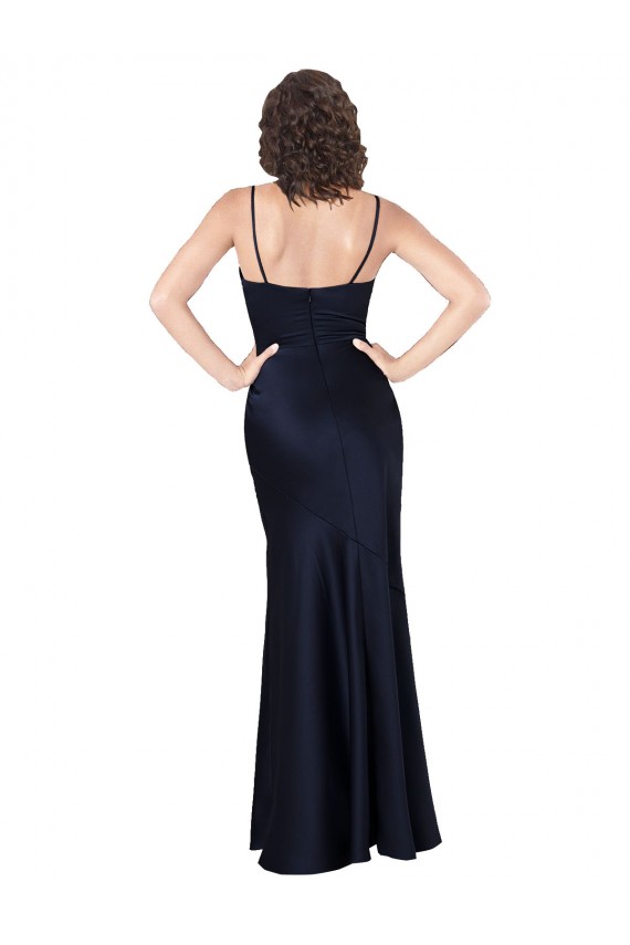 Marinha Negra Decote Capuz Sem Mangas Linha A Vestidos de Madrinha / Vestidos de Noite / Vestidos de Festa Online