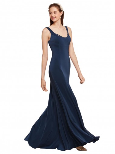 Marinha Negra Decote redondo Sem Mangas Lombar Linha A Vestidos de Madrinha / Vestidos de Noite / Vestidos de Festa Online