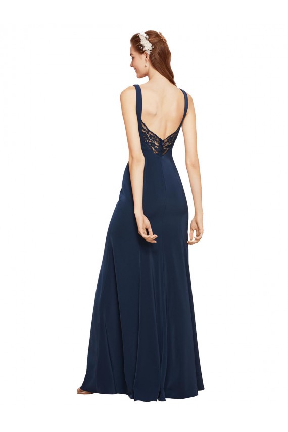 Marinha Negra Decote redondo Sem Mangas Lombar Linha A Vestidos de Madrinha / Vestidos de Noite / Vestidos de Festa Online
