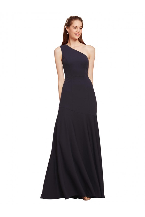 Marinha Negra Um Ombro Sem Mangas Linha A Vestidos de Madrinha / Vestidos de Noite / Vestidos de Festa Online