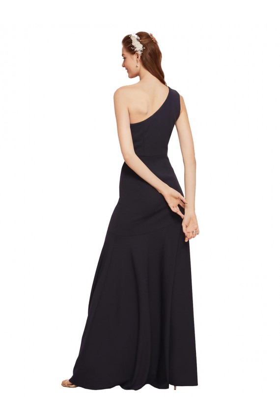 Marinha Negra Um Ombro Sem Mangas Linha A Vestidos de Madrinha / Vestidos de Noite / Vestidos de Festa Online