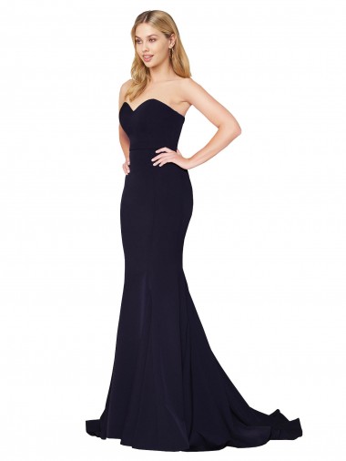 Marinha Negra Decote Alto Sem Mangas Sereia Vestidos de Madrinha / Vestidos de Noite / Vestidos de Festa Online
