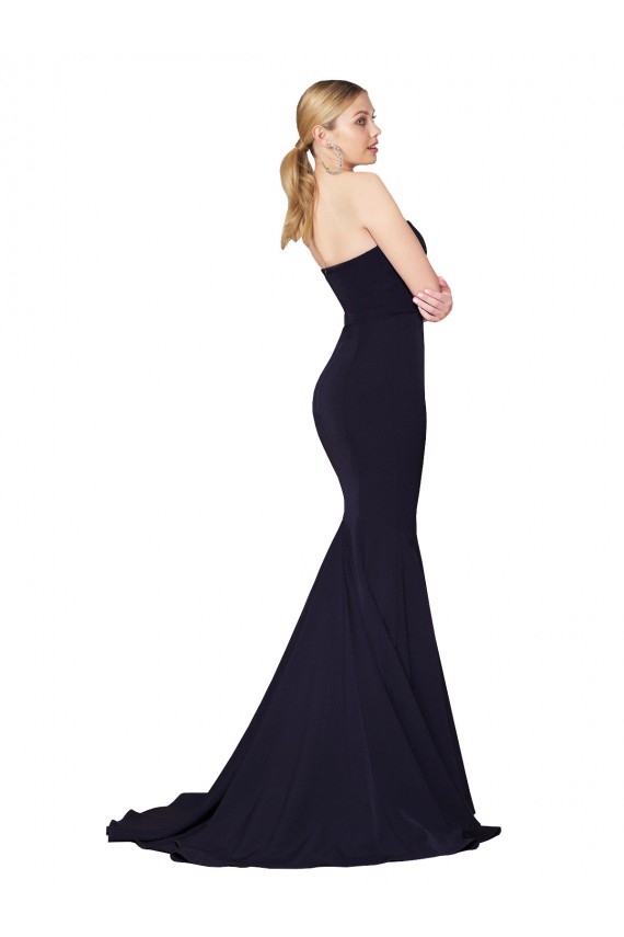 Marinha Negra Decote Alto Sem Mangas Sereia Vestidos de Madrinha / Vestidos de Noite / Vestidos de Festa Online