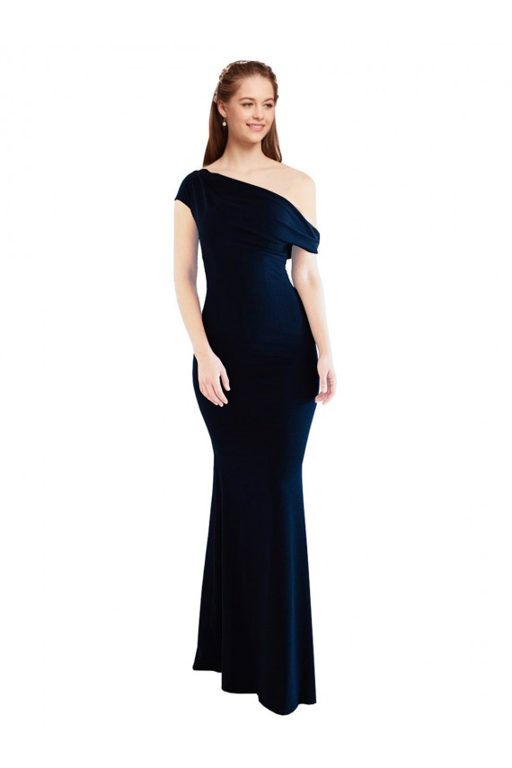 Marinha Negra Um Ombro Sem Mangas Sereia Vestidos de Madrinha / Vestidos de Noite / Vestidos de Festa Online