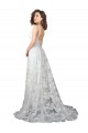Off White Decote V Sem Mangas Lombar Linha A Longo Vestidos de Noiva Online