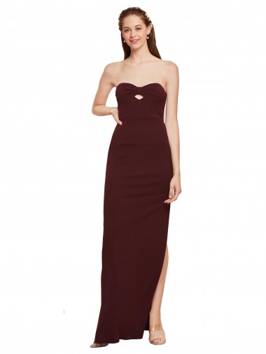 Ouro Borgonha Sem alças Sem Mangas Bainha Vestidos de Madrinha / Vestidos de Noite / Vestidos de Festa Online