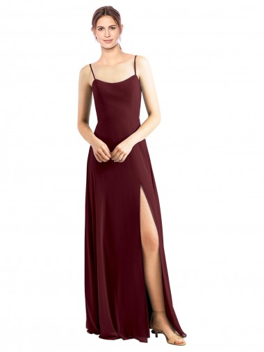 Ouro Borgonha Colher Sem Mangas Linha A Vestidos de Festa Online