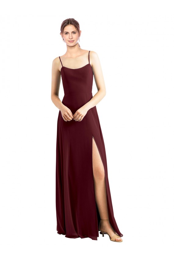 Ouro Borgonha Colher Sem Mangas Linha A Vestidos de Festa Online